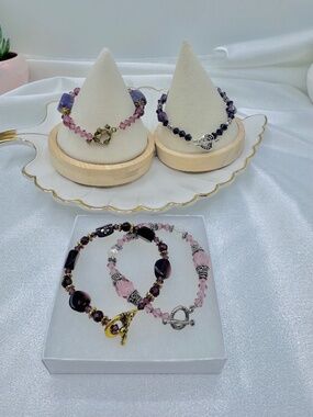 Beaded Bracelet Set Boho Toggle Clasp Stretch Jewelry Bundle